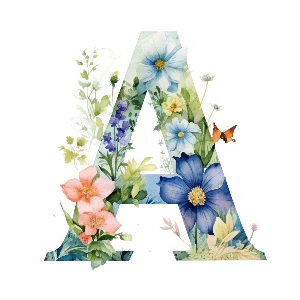 Floral inside alphabet A flower pattern number.