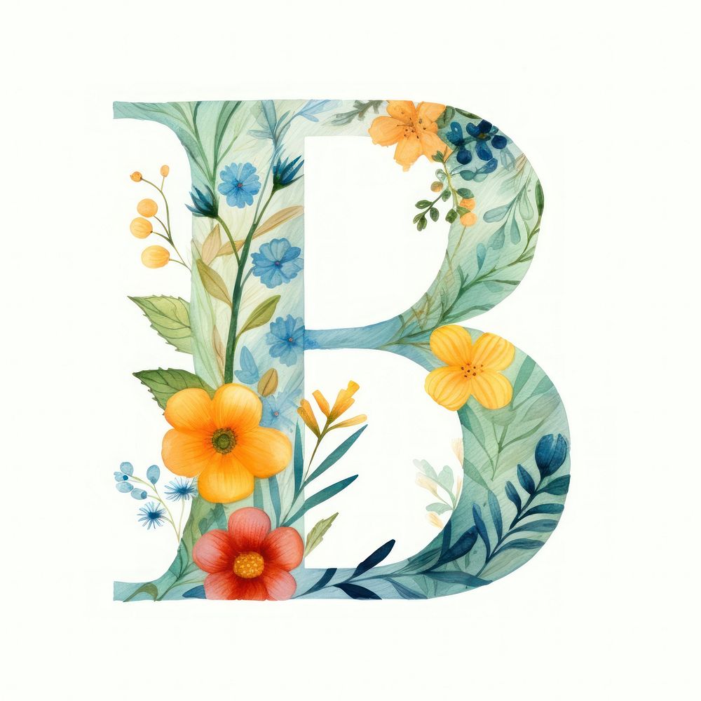 Floral inside alphabet B text pattern flower.