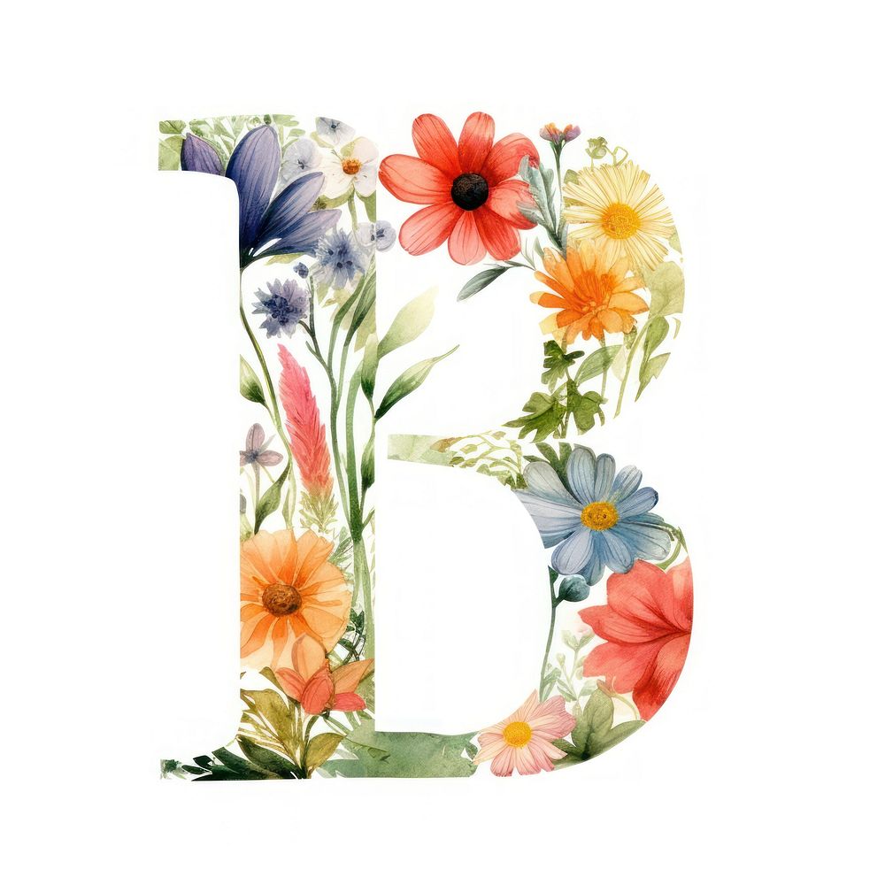 Floral inside alphabet B flower number plant.