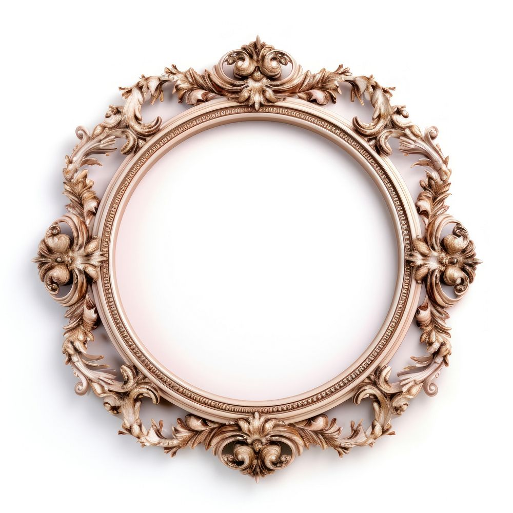 Beige ceramic circle Renaissance frame vintage jewelry photo oval.