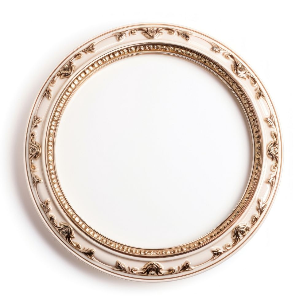 Beige ceramic circle Renaissance frame vintage rectangle photo oval.