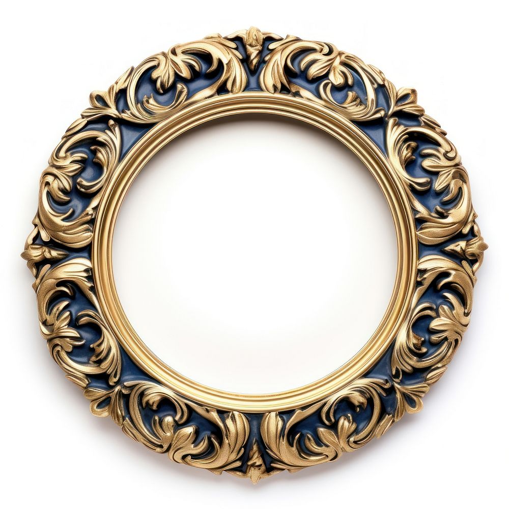 Blue black ceramic circle Renaissance frame vintage rectangle jewelry pendant.