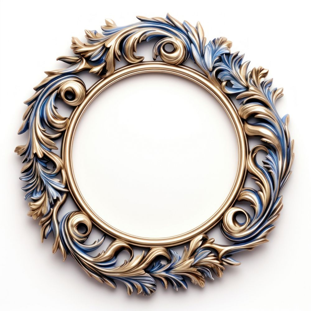 Blue black ceramic circle Renaissance frame vintage jewelry locket photo.