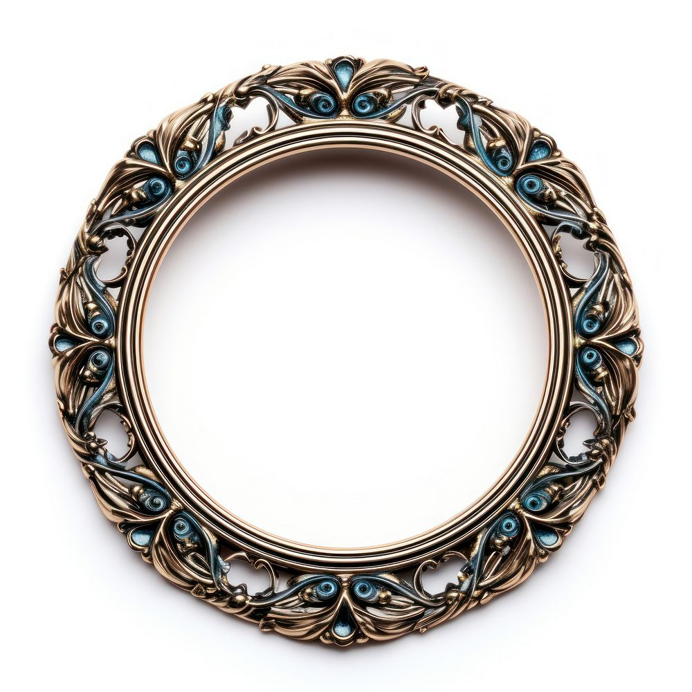 Blue black ceramic circle Renaissance frame vintage jewelry pendant locket.