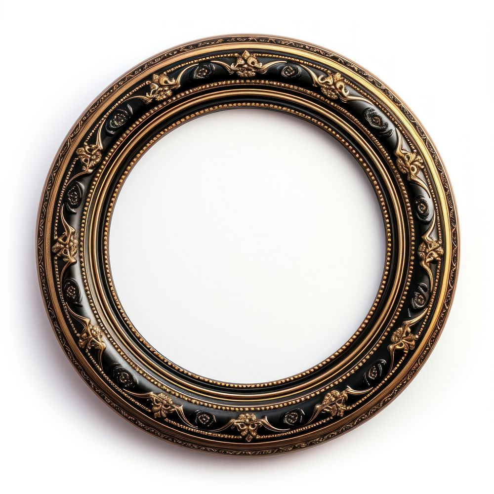 Black gold ceramic circle Renaissance frame vintage rectangle jewelry photo.