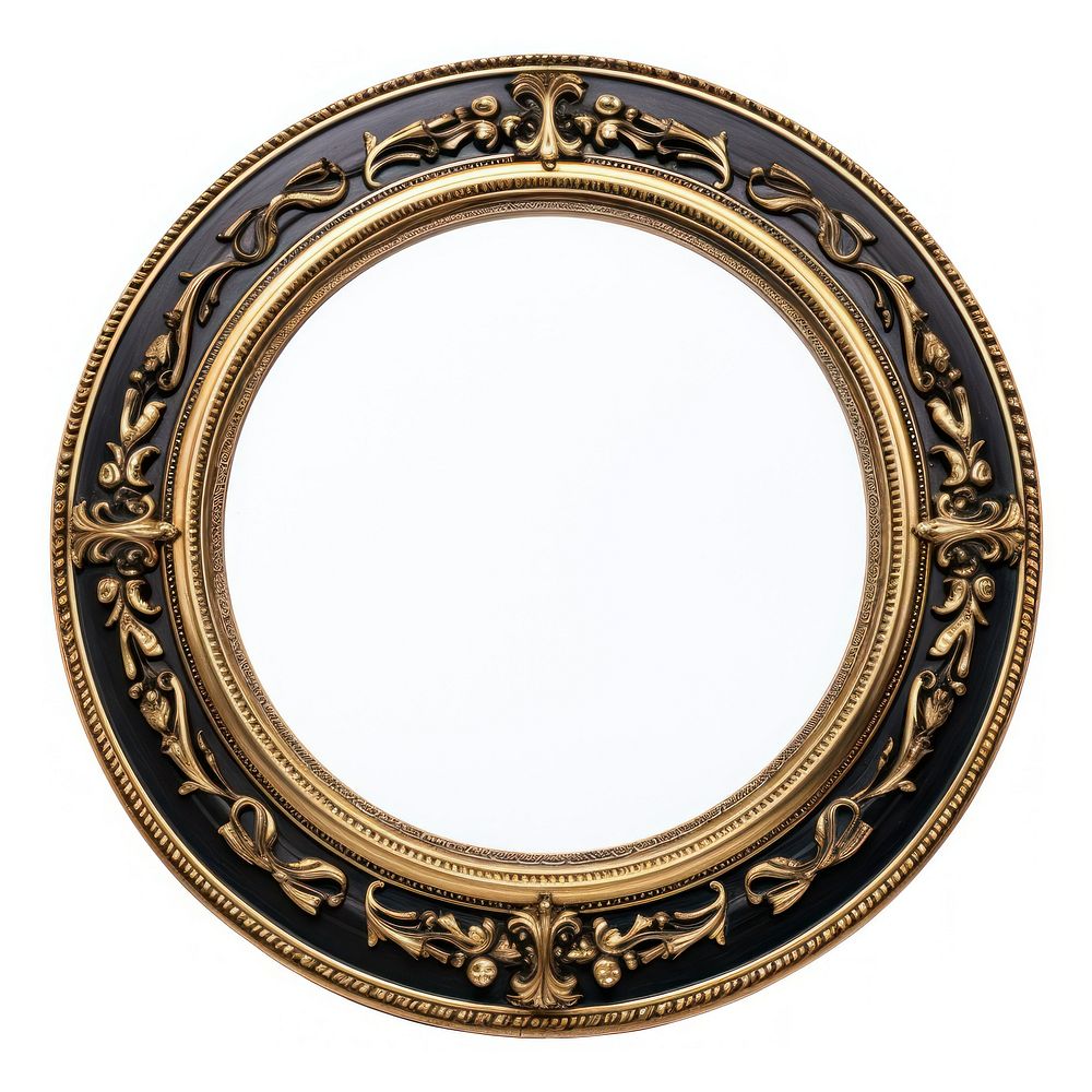 Black gold ceramic circle Renaissance frame vintage jewelry photo oval.