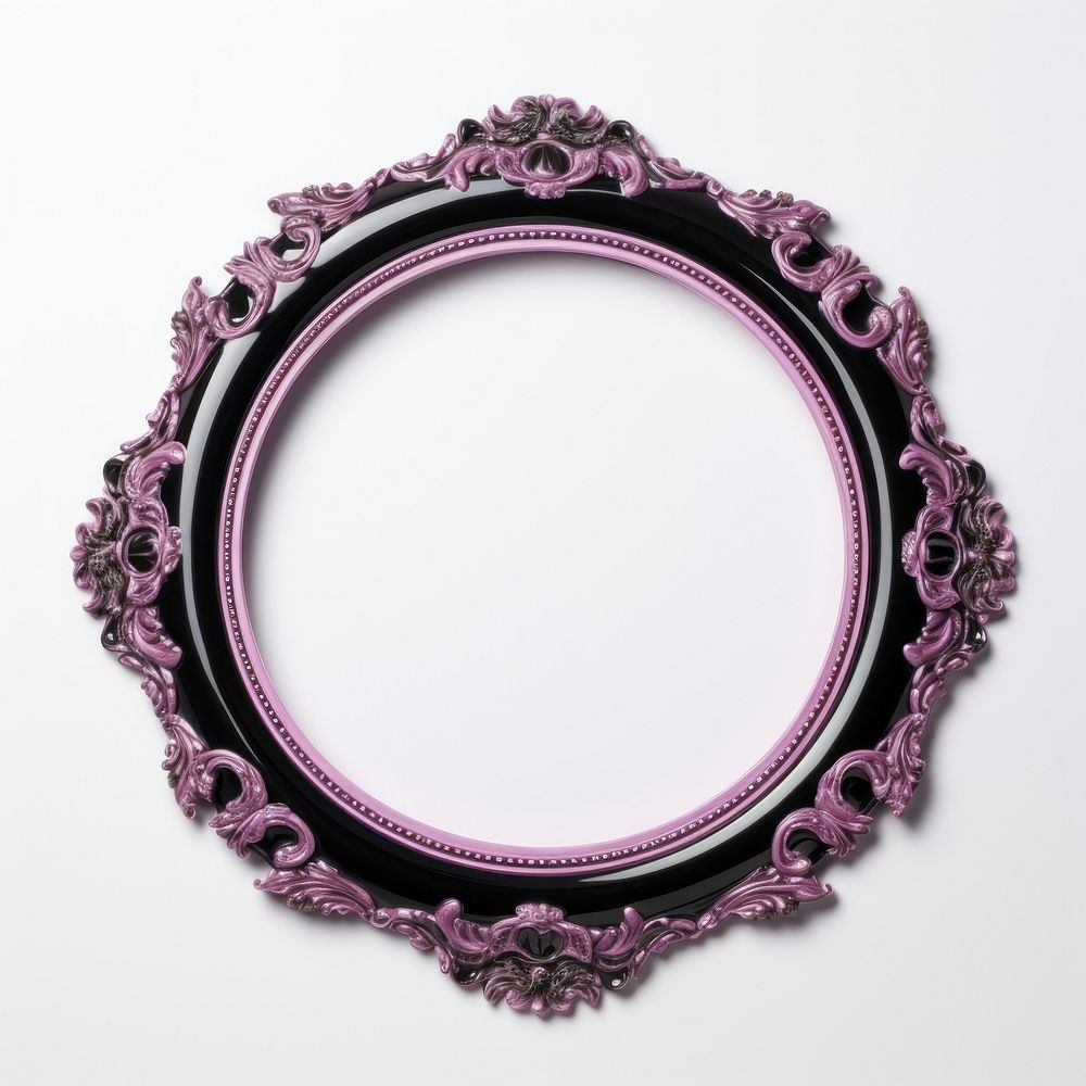 Black pink ceramic circle Renaissance frame vintage jewelry photo oval.