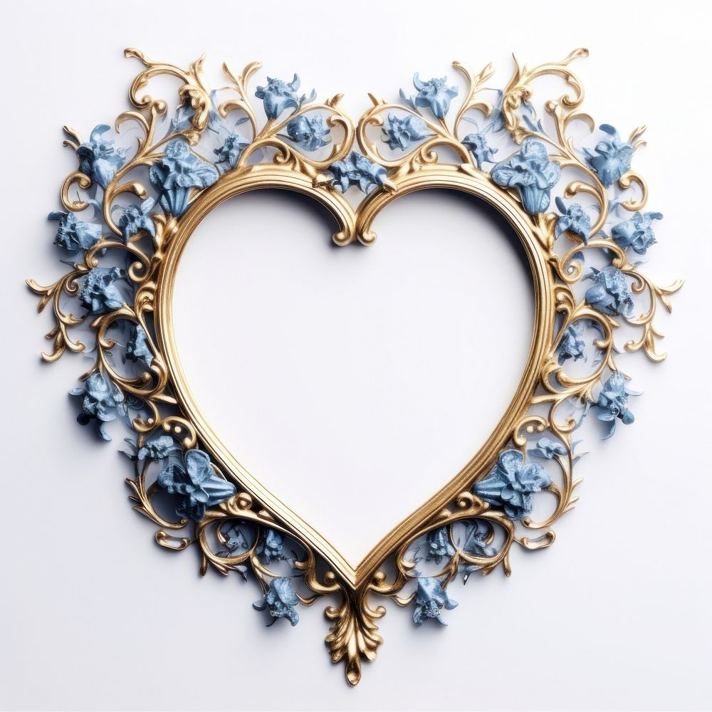 Blue Heart design frame vintage jewelry flower heart.