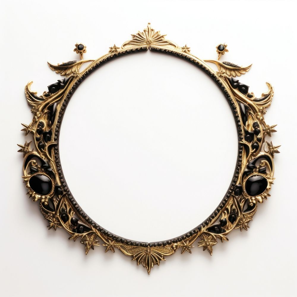 Black gold crescent moon design frame vintage jewelry pendant locket.