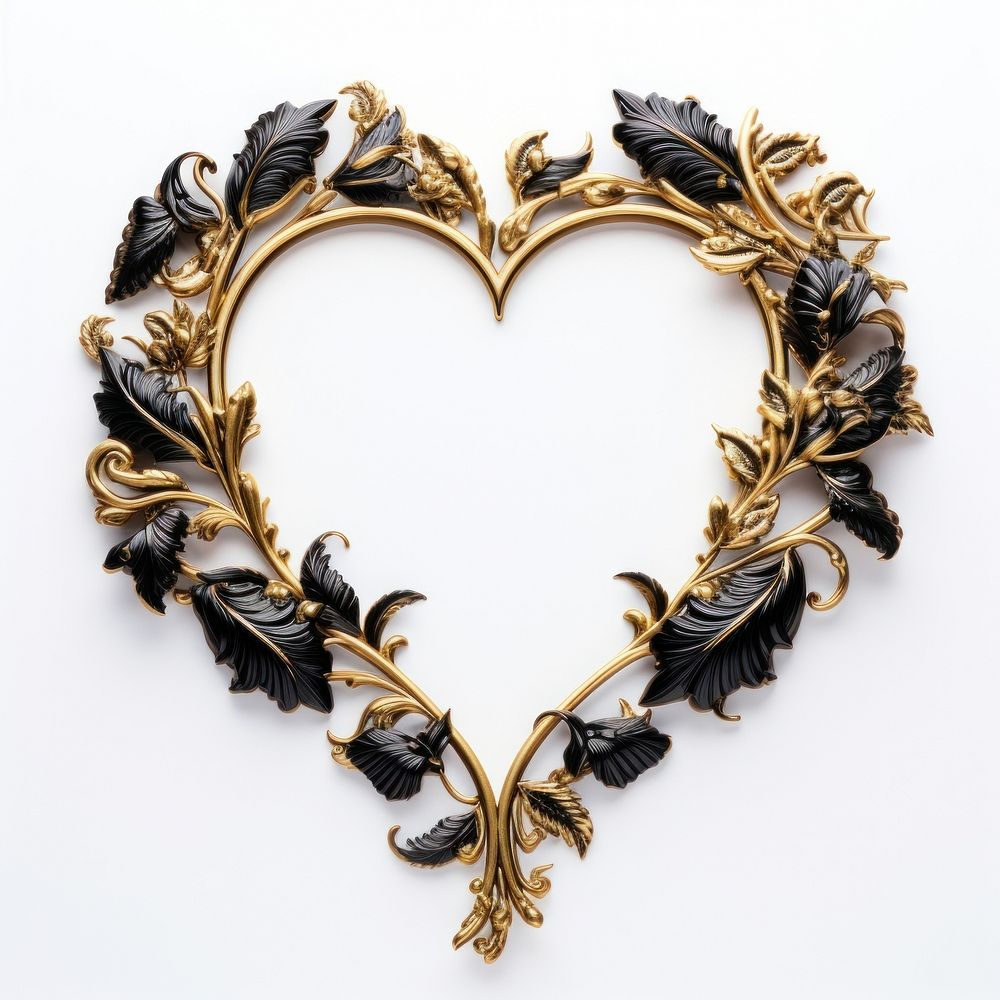 Black gold Heart design frame vintage jewelry brooch heart.