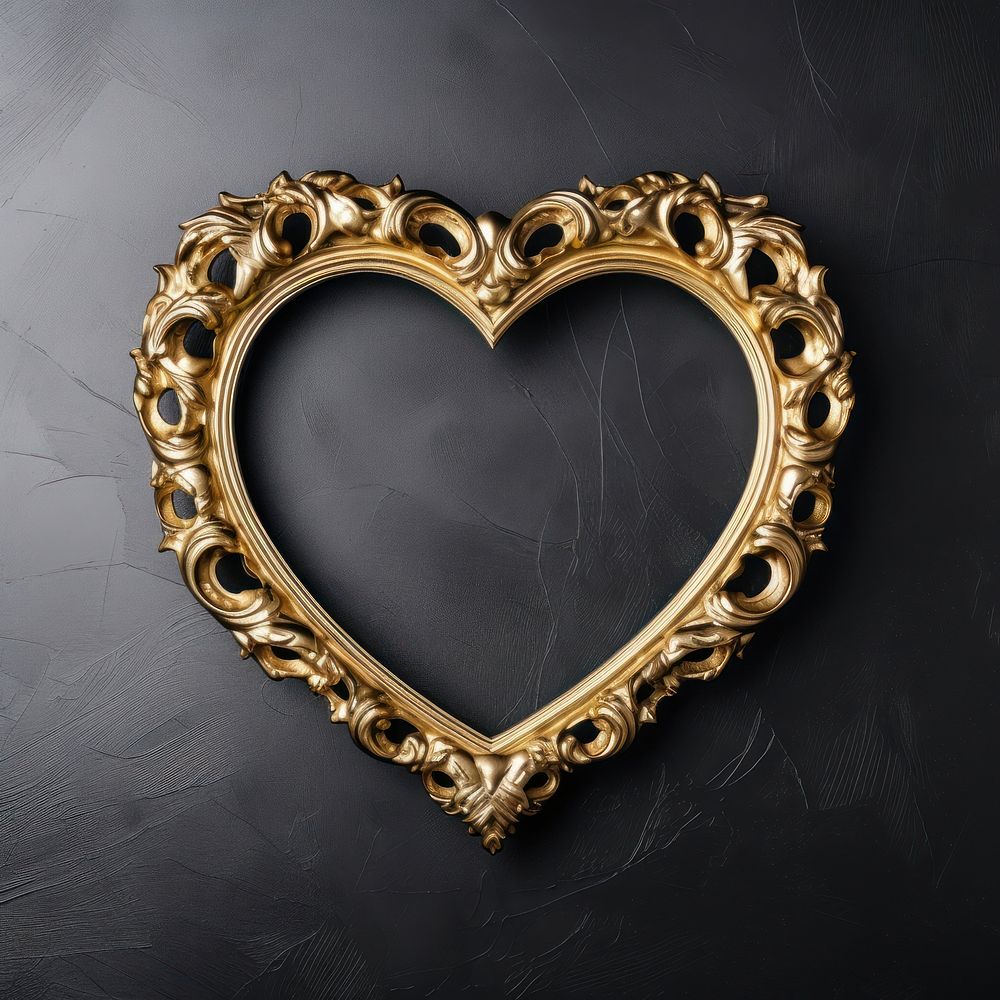 Black gold Heart design frame vintage jewelry pendant heart.
