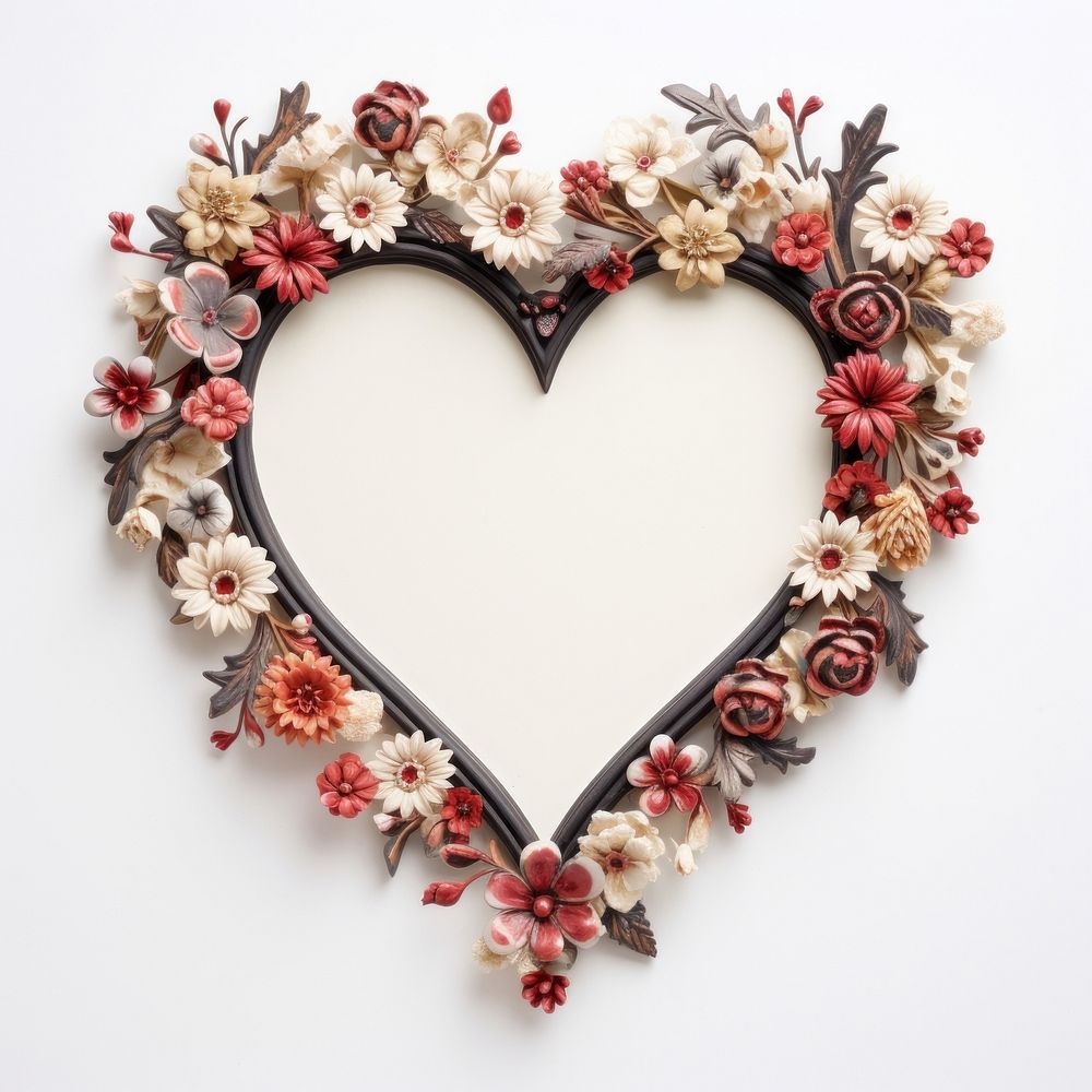 Floral Heart design frame vintage jewelry flower heart.