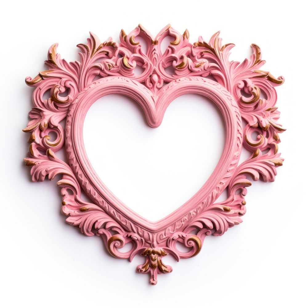 Pink Heart design frame vintage heart white background celebration.