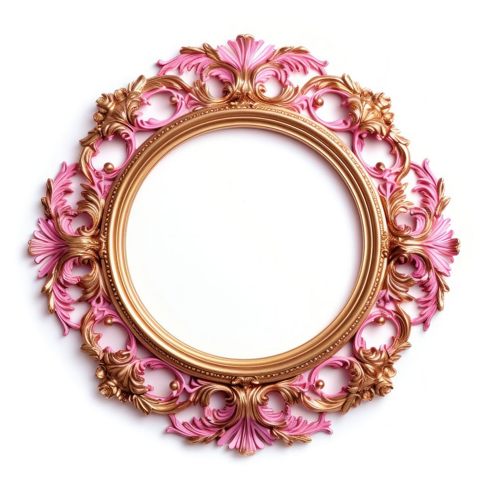 Gold pink metallic circle Renaissance frame vintage jewelry locket photo.