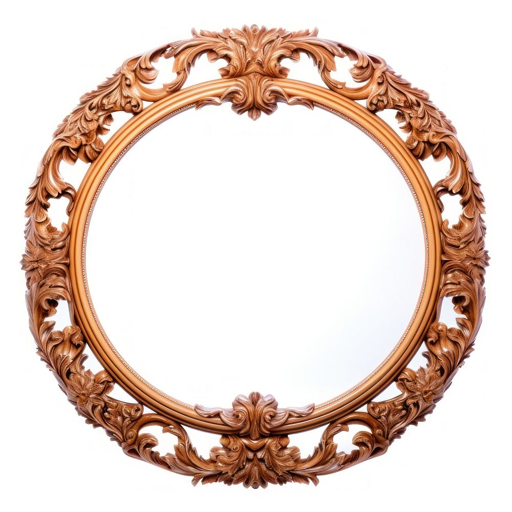 Pine wood ceramic circle Renaissance frame vintage mirror photo oval.