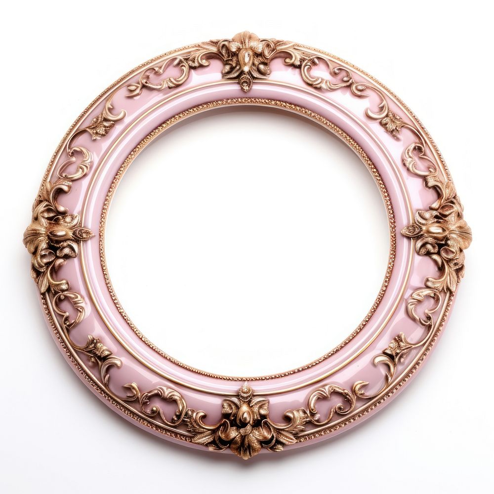 Pink gold ceramic circle Renaissance frame vintage jewelry locket photo.