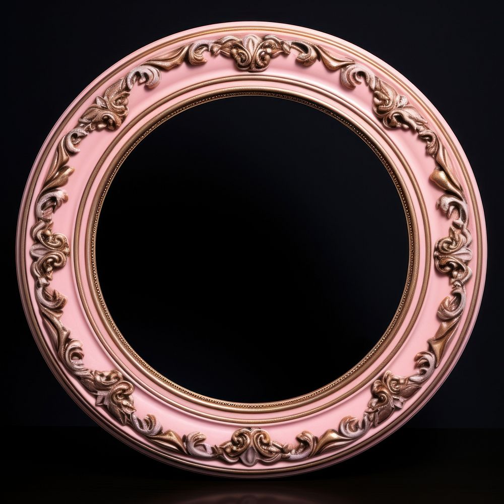 Pink gold ceramic circle Renaissance frame vintage jewelry photo oval.