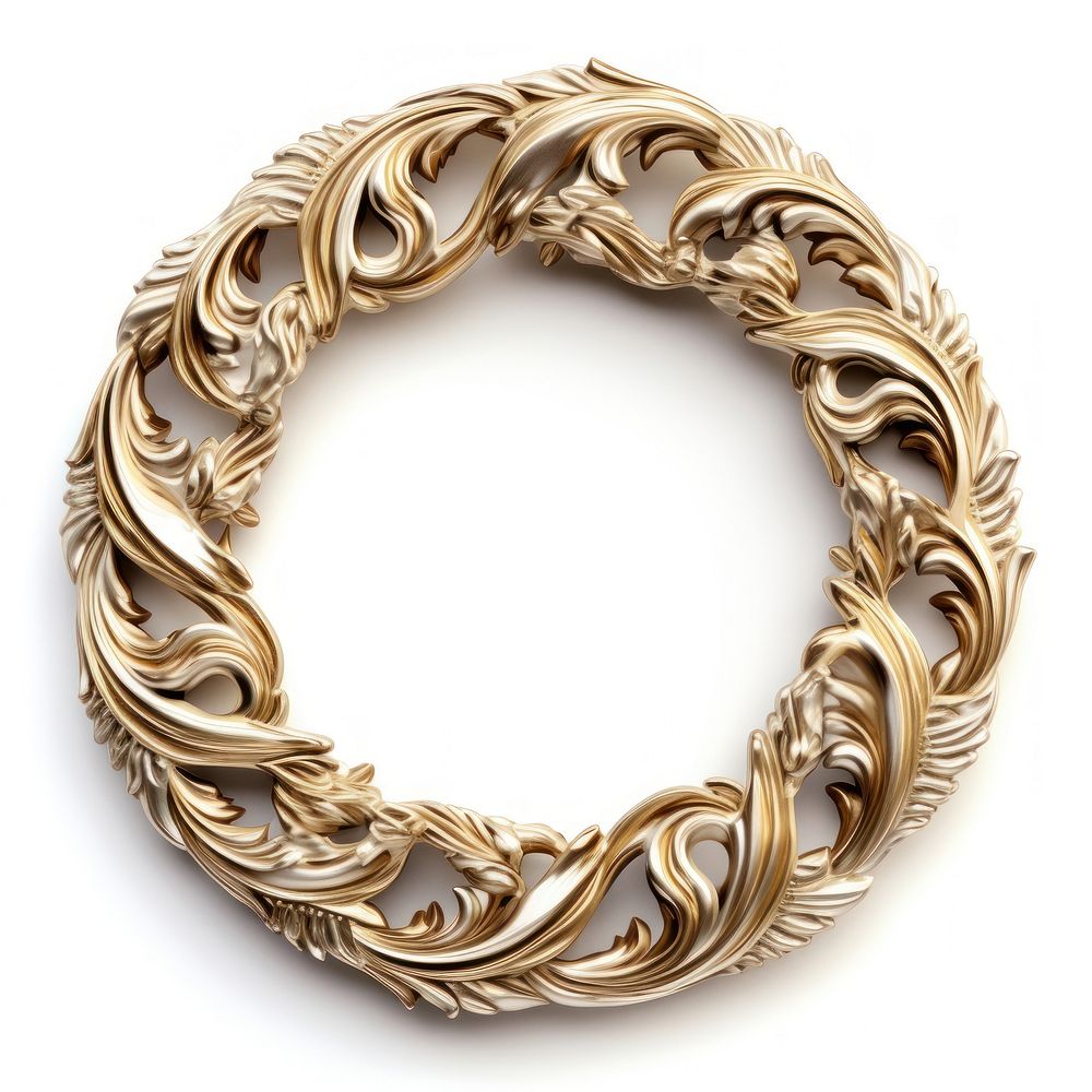 White gold ceramic circle Renaissance frame vintage bracelet jewelry pendant.