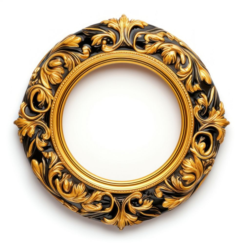 Yellow black ceramic circle Renaissance frame vintage jewelry locket photo.