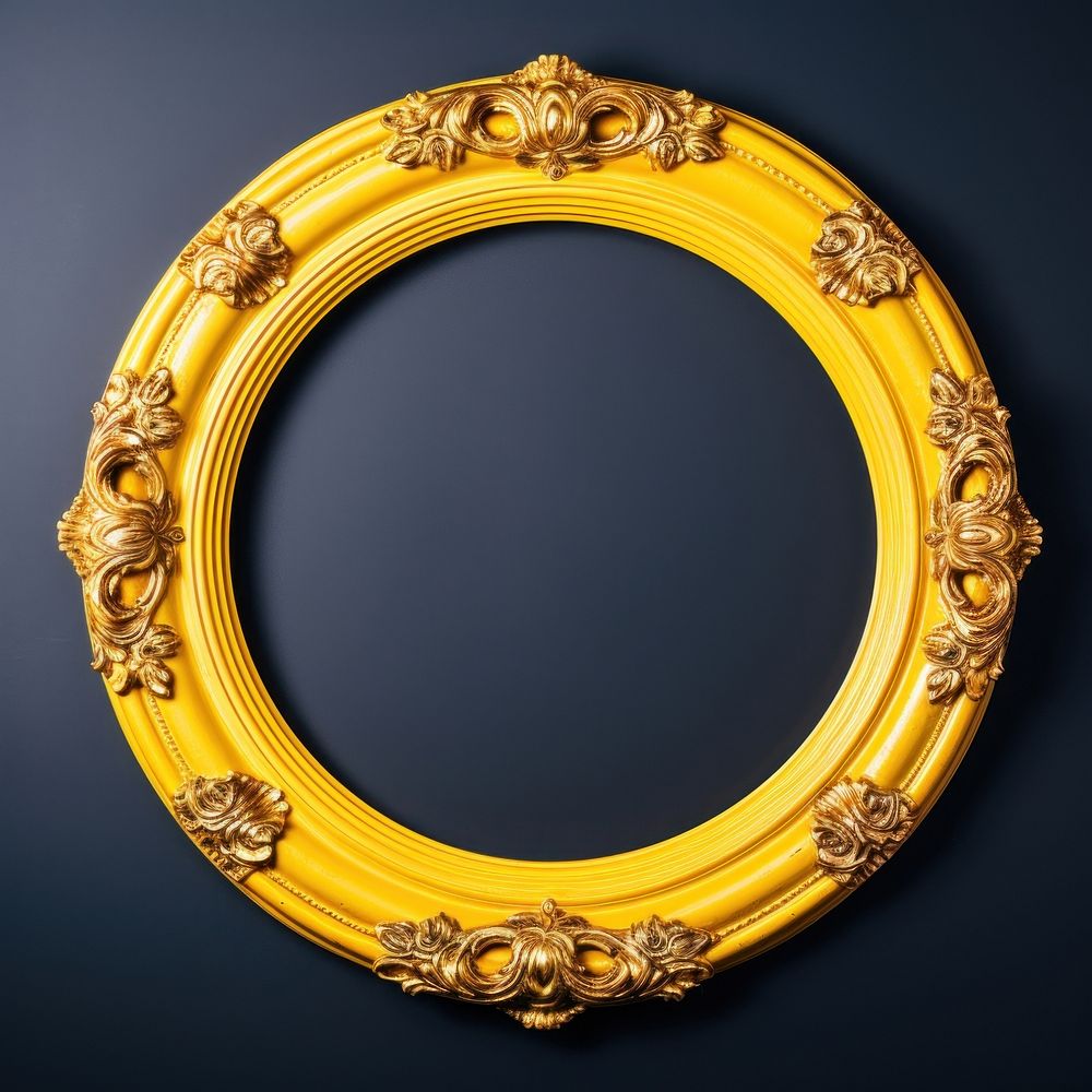 Yellow circle Renaissance frame vintage jewelry photo gold.