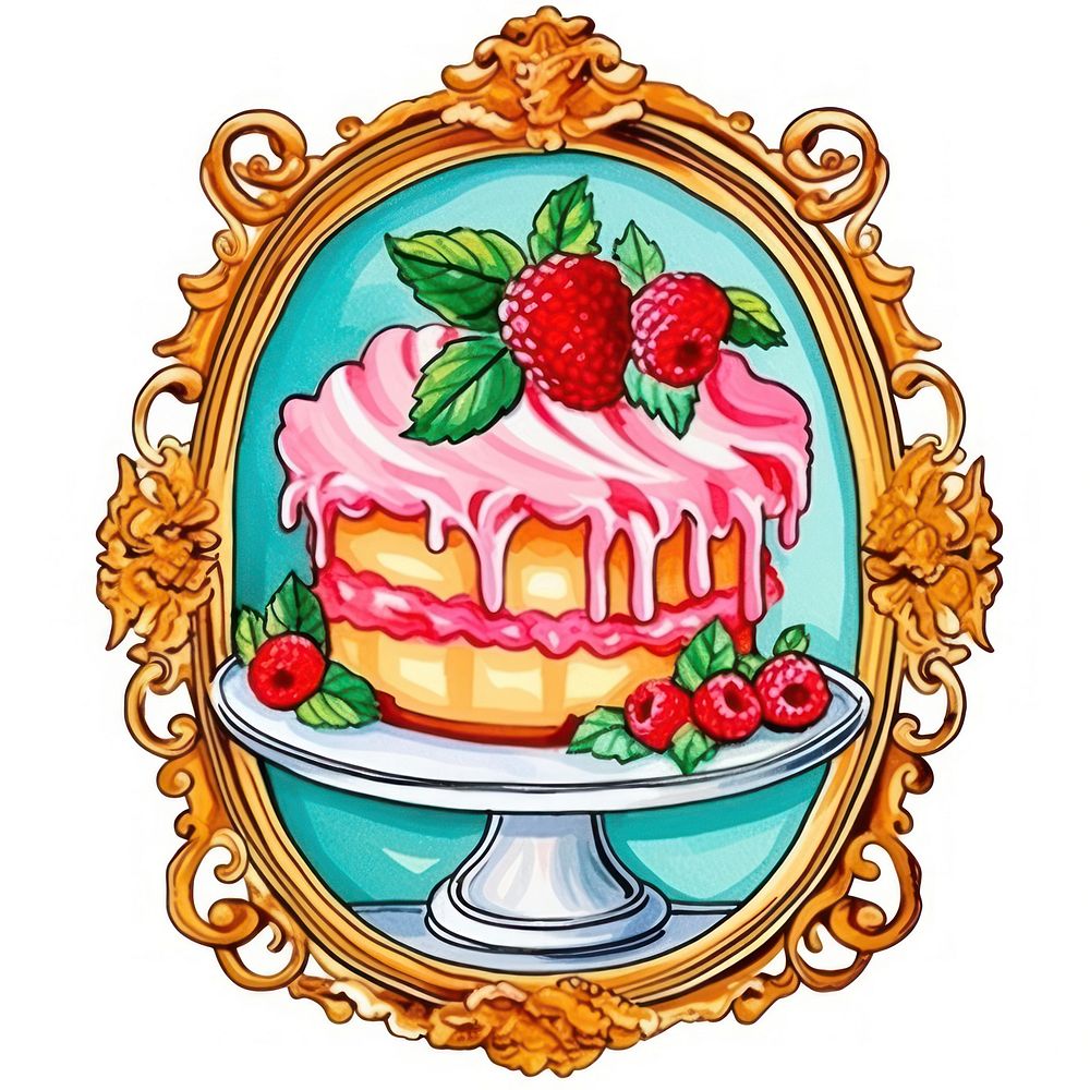 Cake printable sticker raspberry dessert fruit.