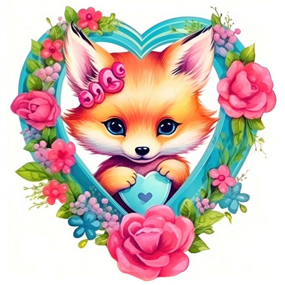 Baby fox printable sticker pattern mammal cute.