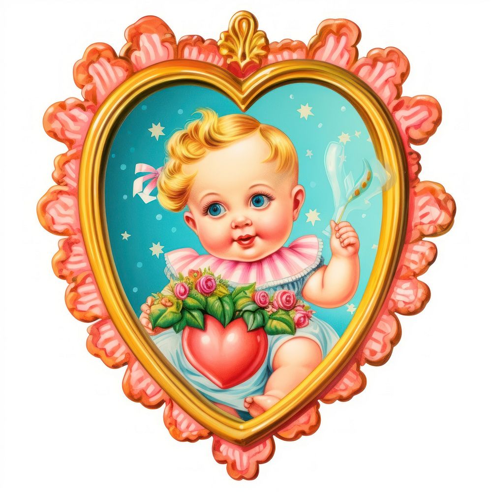 Baby printable sticker heart cute representation.