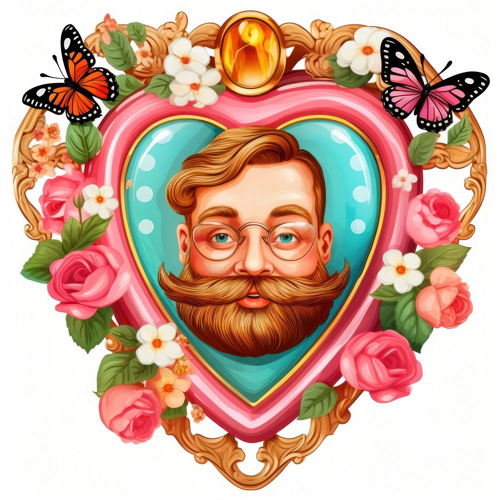 Father printable sticker portrait heart representation.