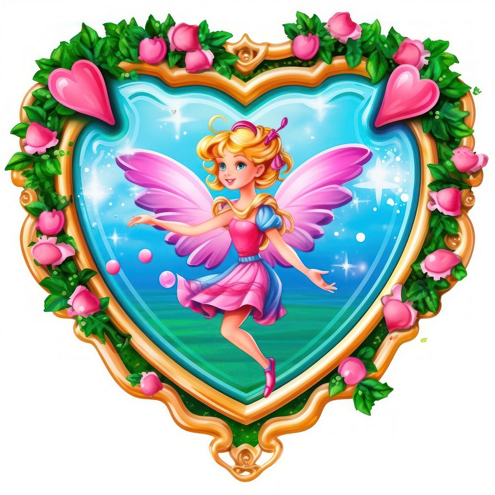 Fairy printable sticker heart representation celebration.