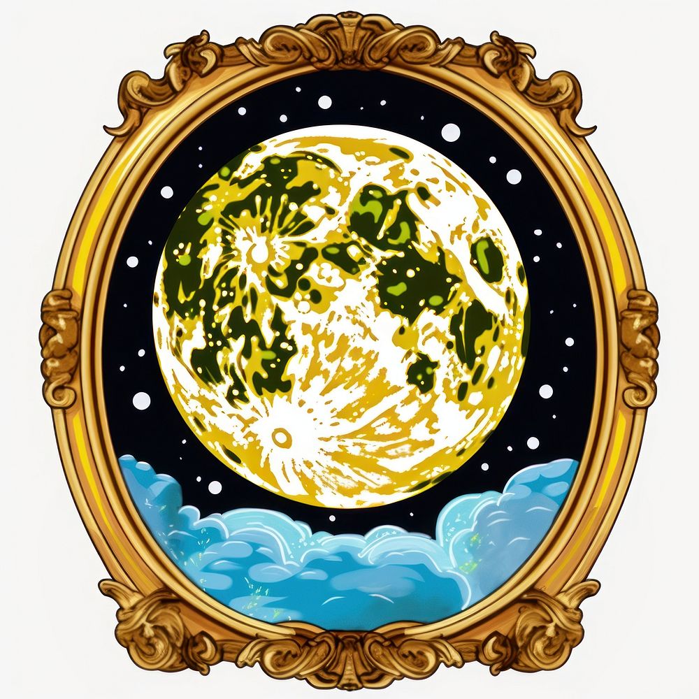 Full moon printable sticker astronomy painting space.