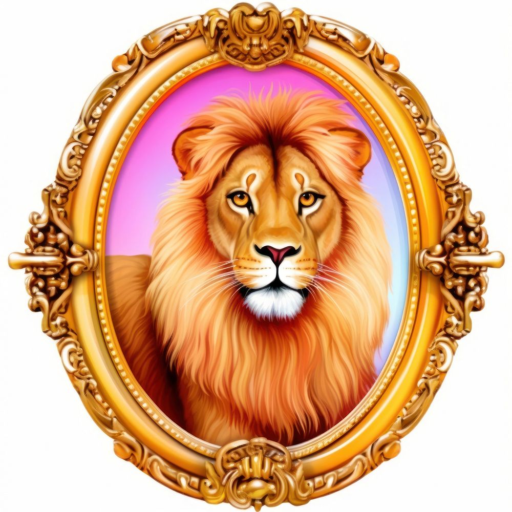 Lion printable sticker mammal animal representation.