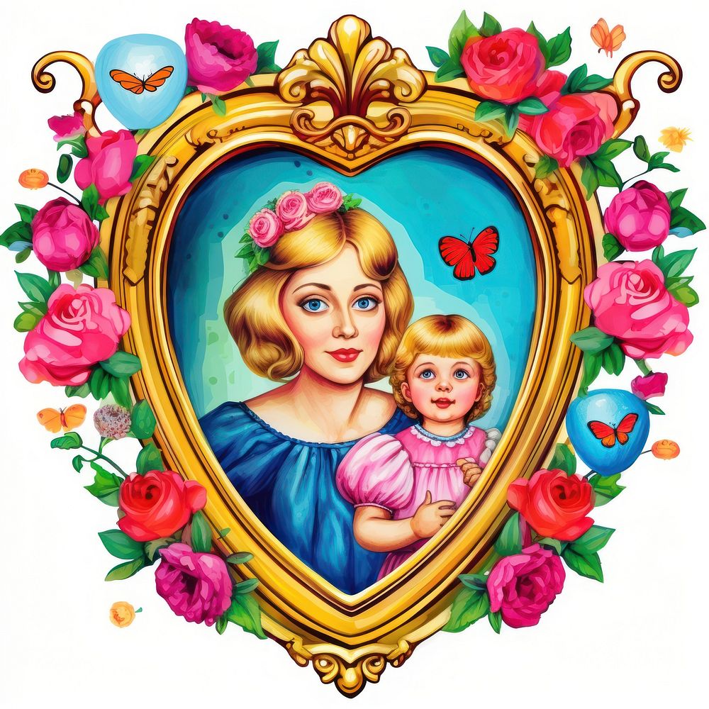 Mother printable sticker painting portrait cute.