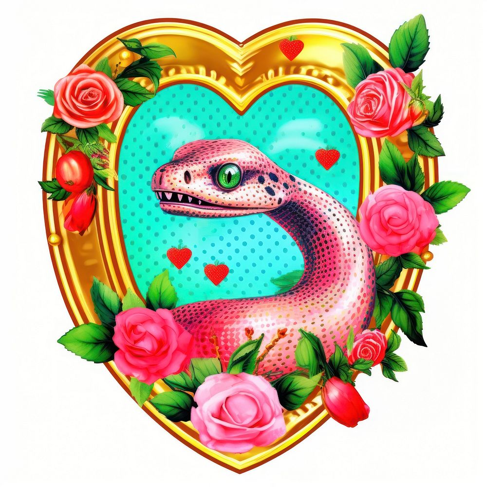 Snake printable sticker art pattern heart.