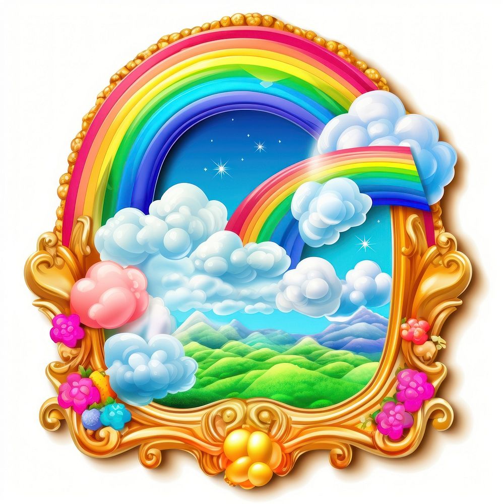 Rainbow over the cloud printable sticker accessories creativity accessory.