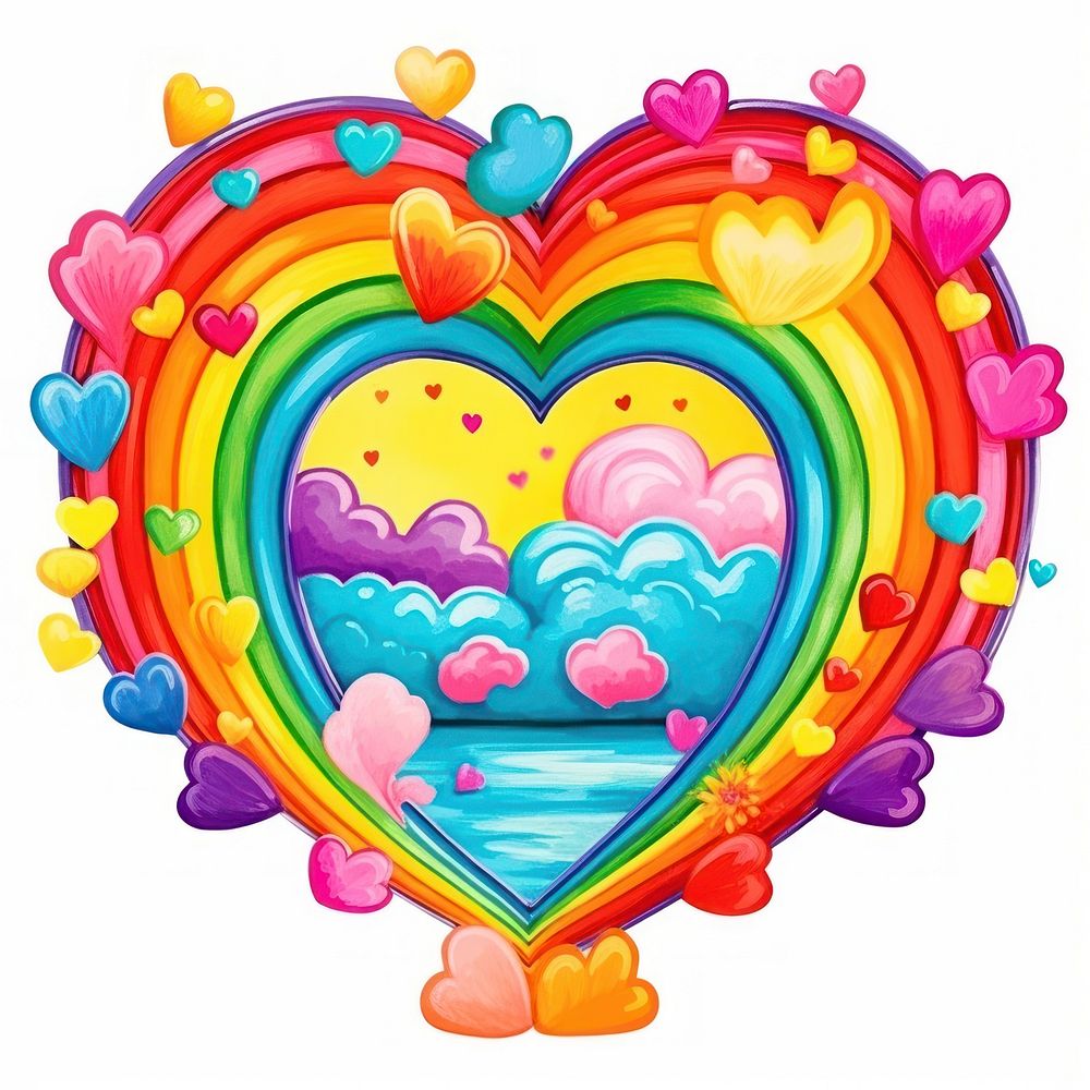 Rainbow printable sticker heart confectionery creativity.