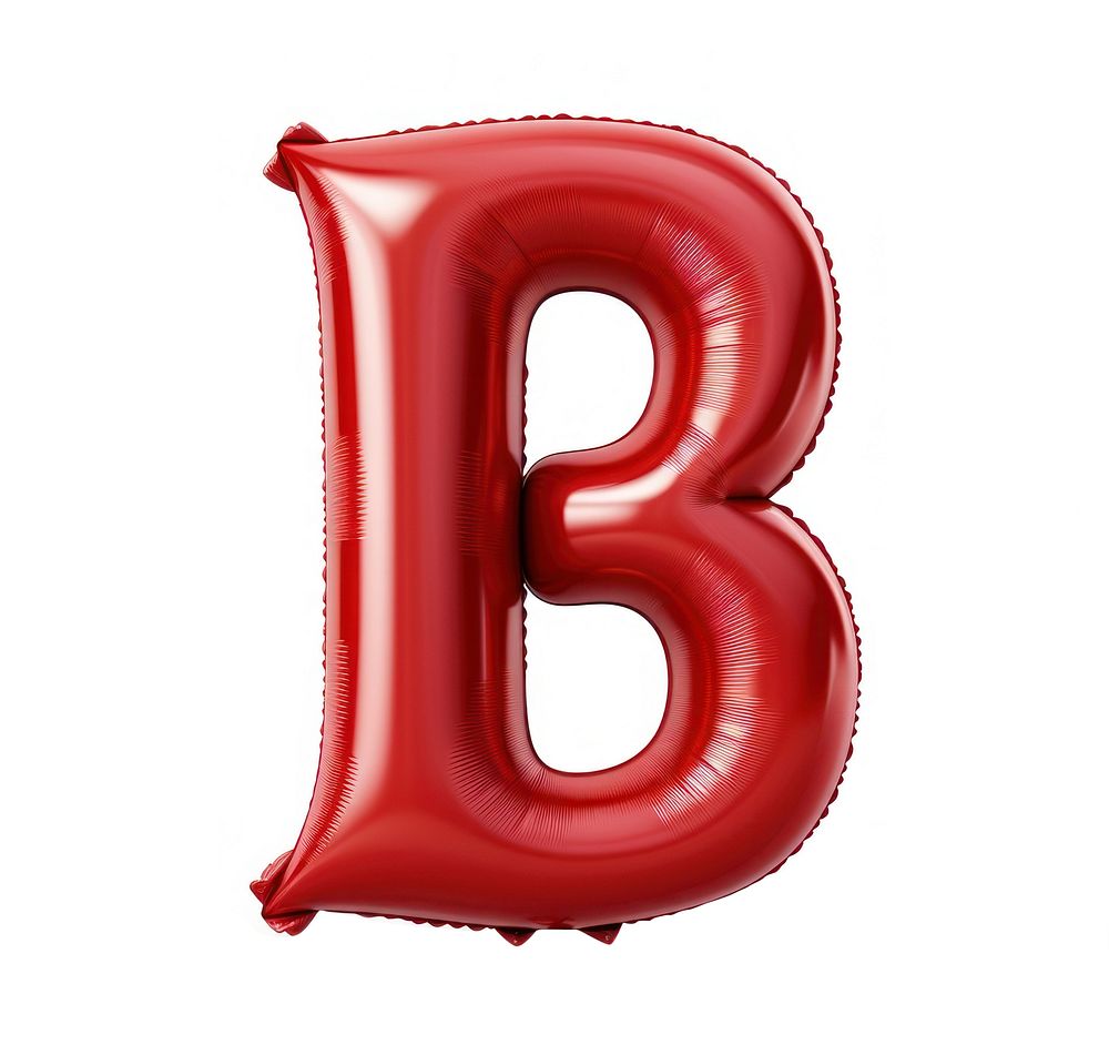 B letter balloon text white background.