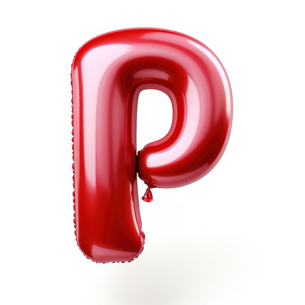 3D Balloon P letter text white background ketchup.