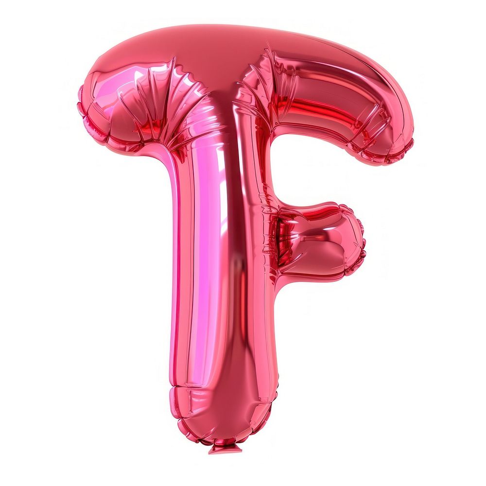 Shock pink letter F balloon white background celebration.