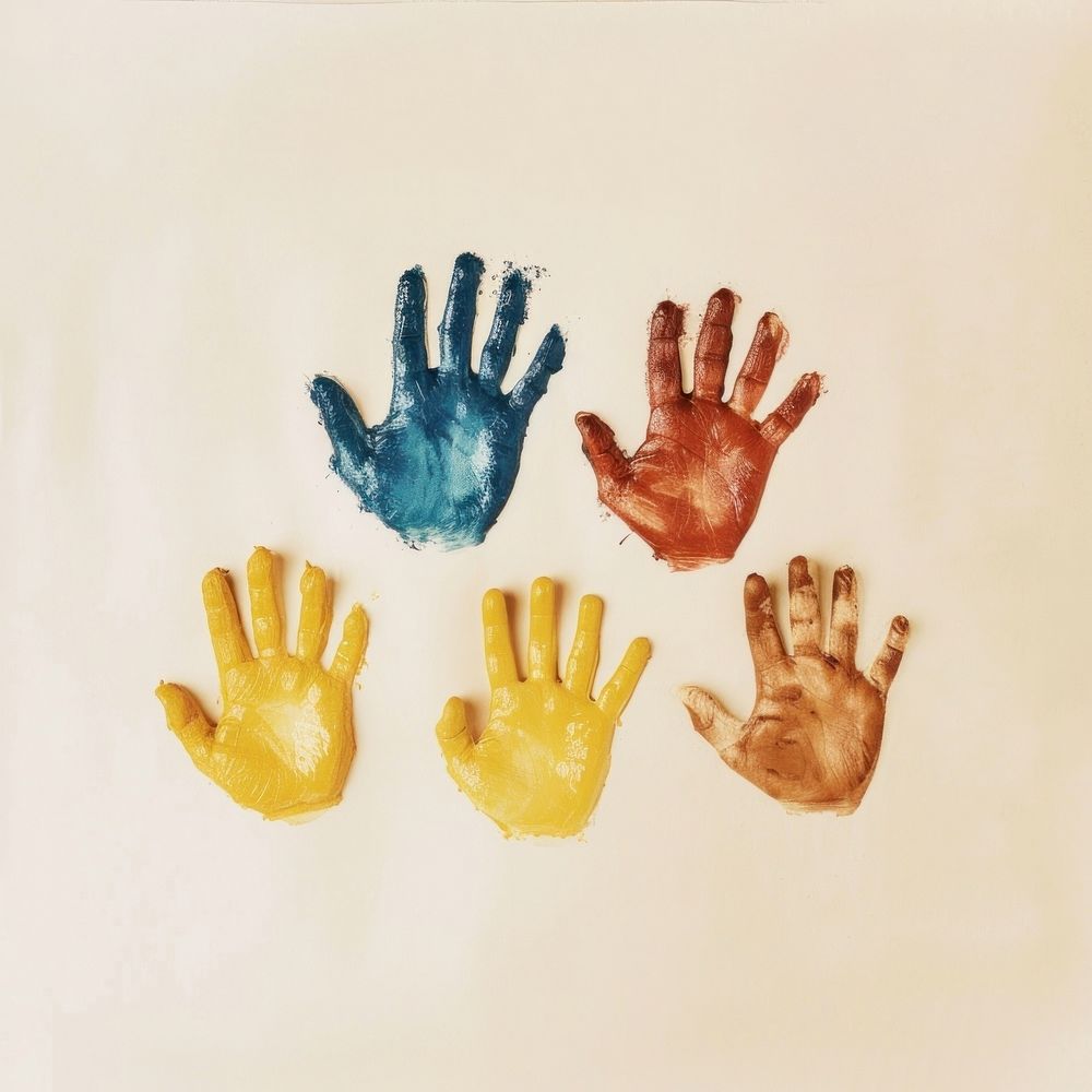 Handprints painting finger glove.