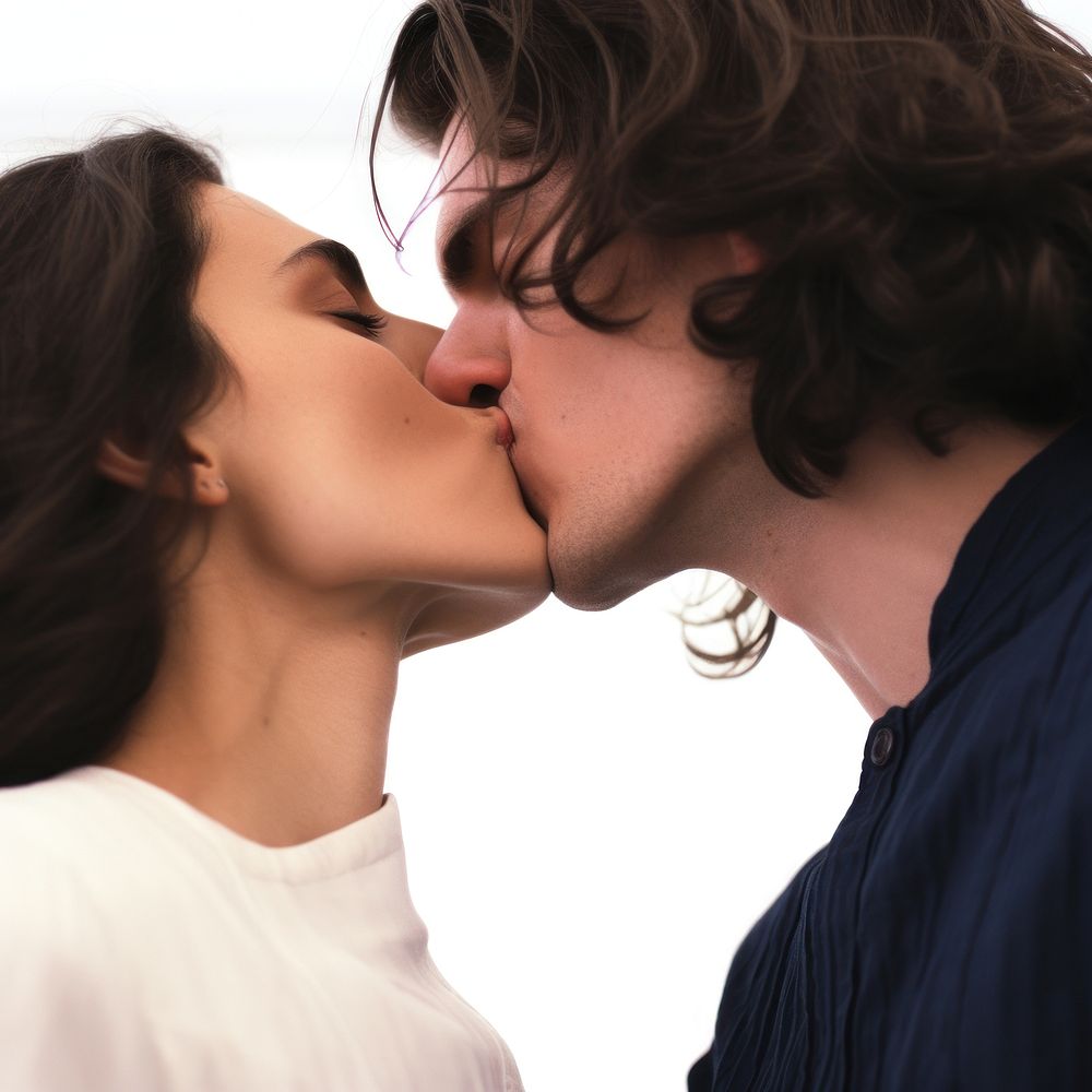 A couple sensual kiss close kissing adult affectionate.