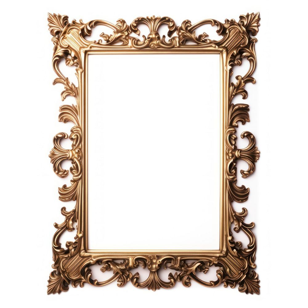 Art nouveau mirror frame white background.