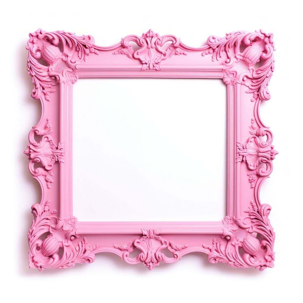 Pink mirror frame white background.