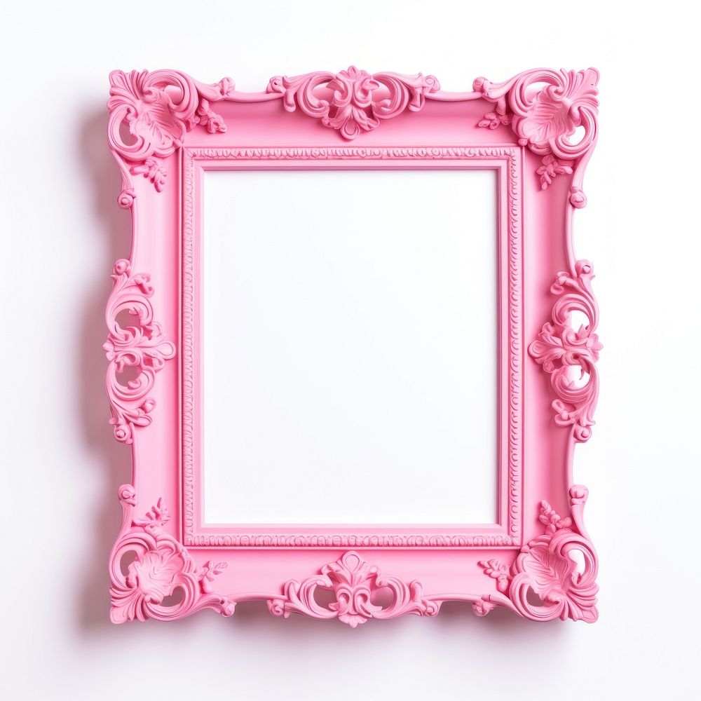 Pink mirror frame white background.