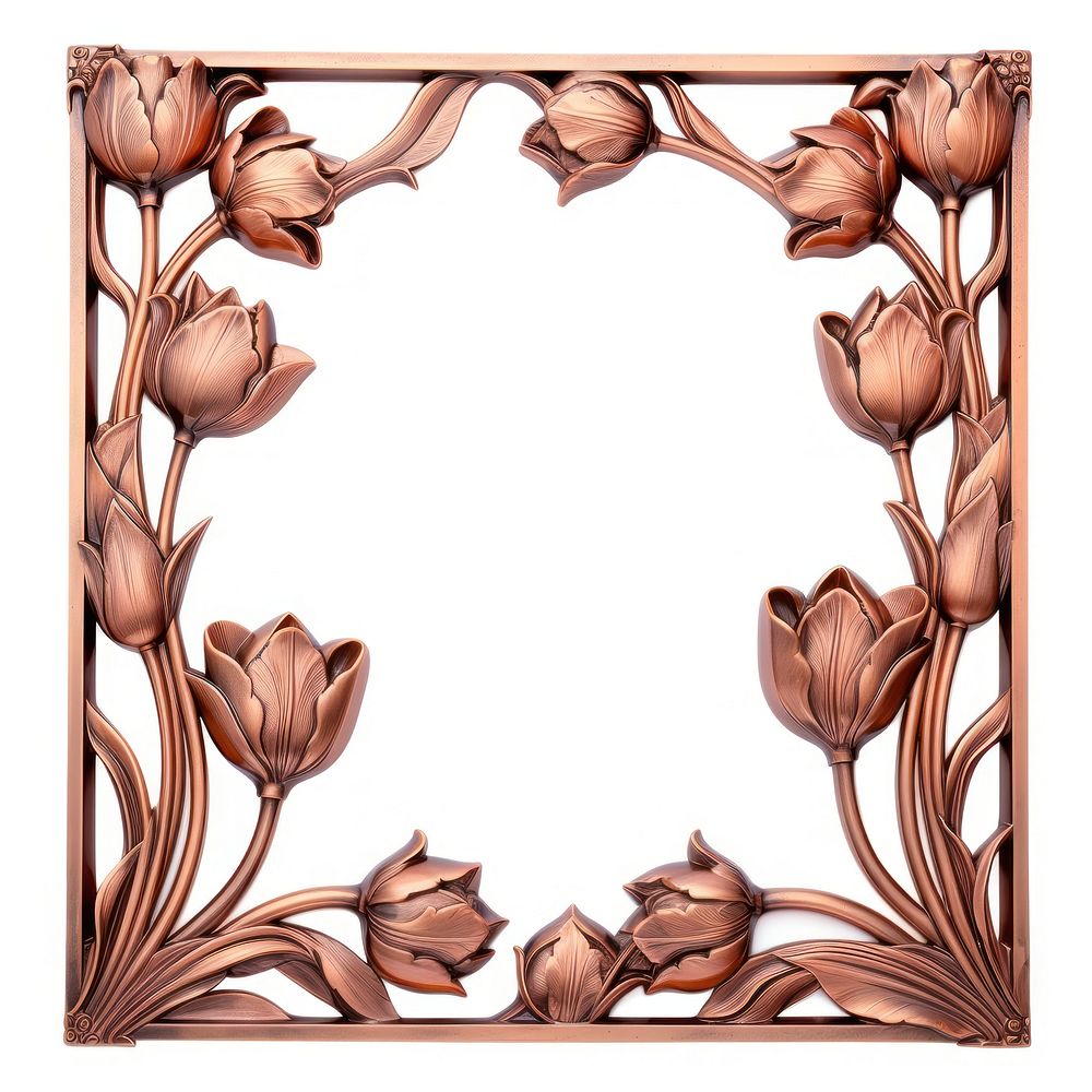 Nouveau art of tulips frame flower pattern plant.