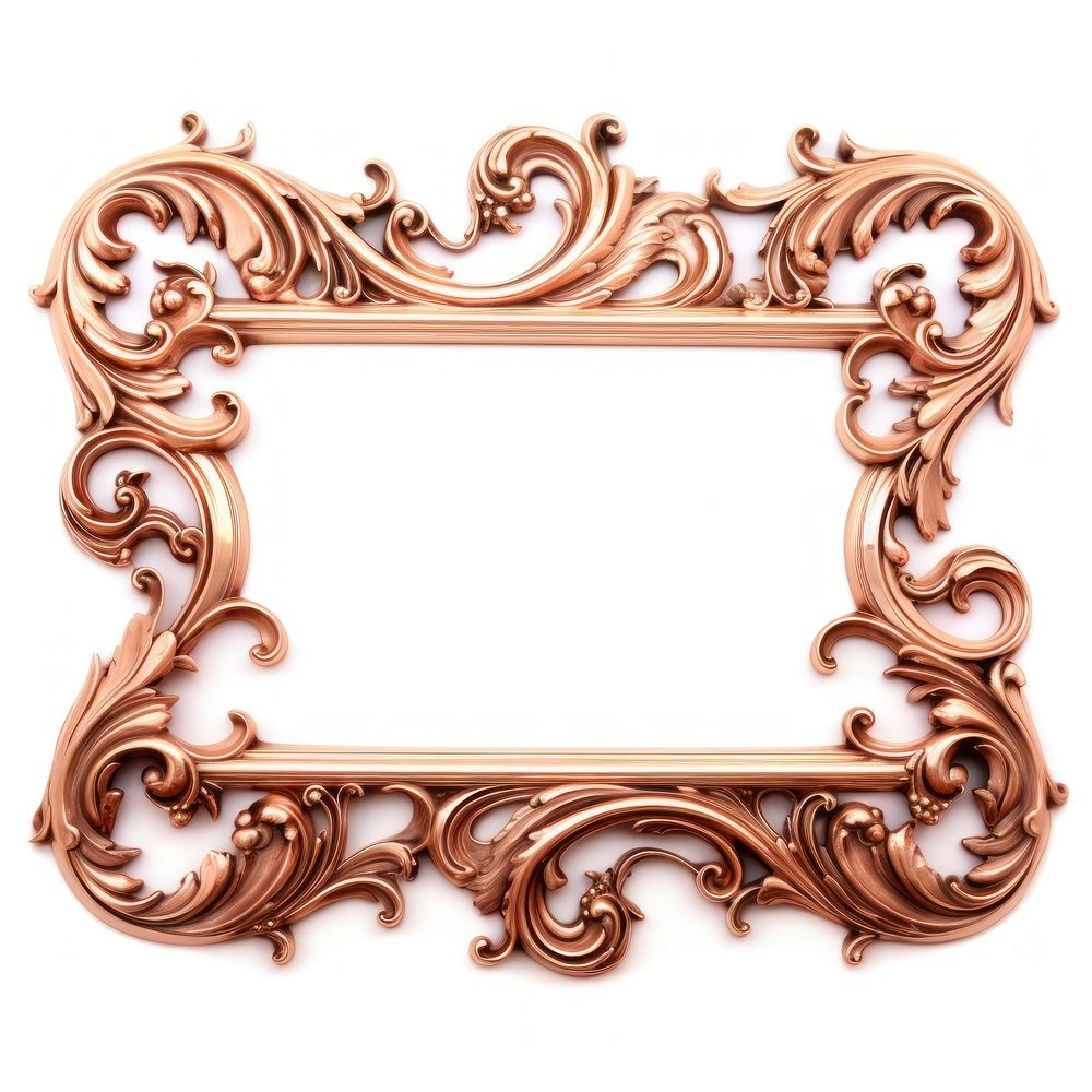Nouveau art of wave frame copper white background rectangle.
