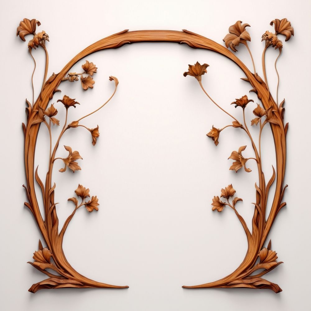 Nouveau art of flower stalks frame wood creativity decoration.