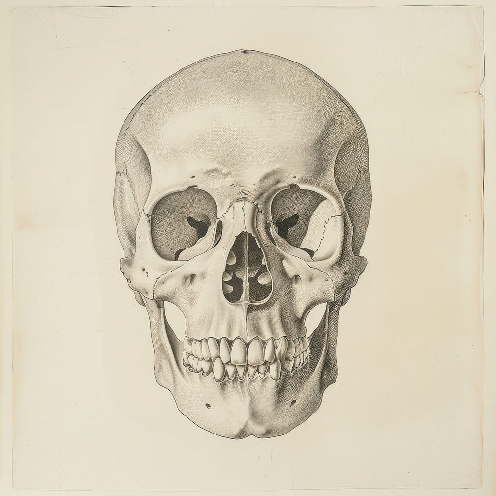 Human skull drawing sketch art.