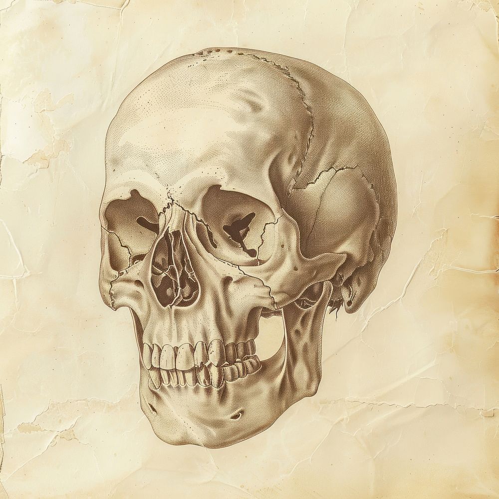 Drawing of human skull art creativity painting.