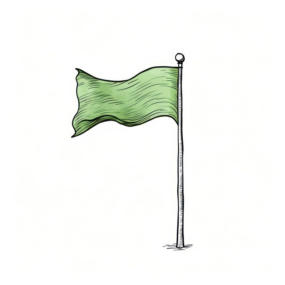 Green flag sketch line white background.