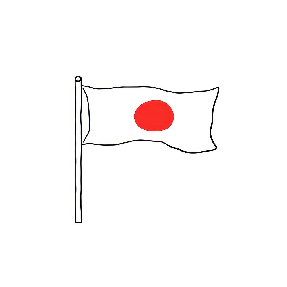 Japan flag line white background patriotism.